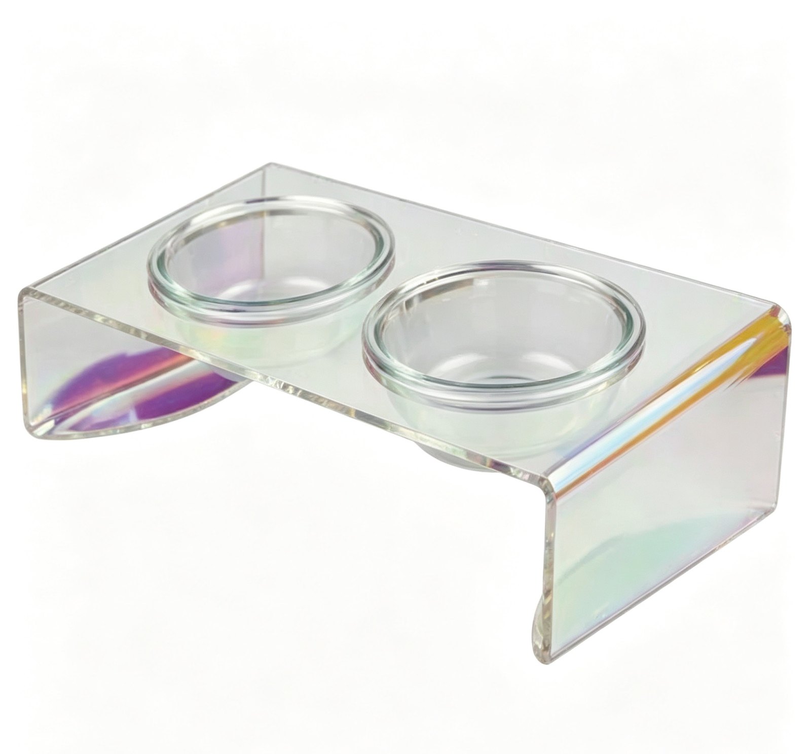 Iridescent Acrylic Twin Pet Bowl Stand