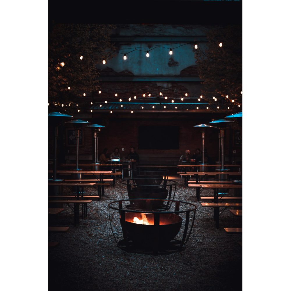 Fire ring with cut-out silhouettes