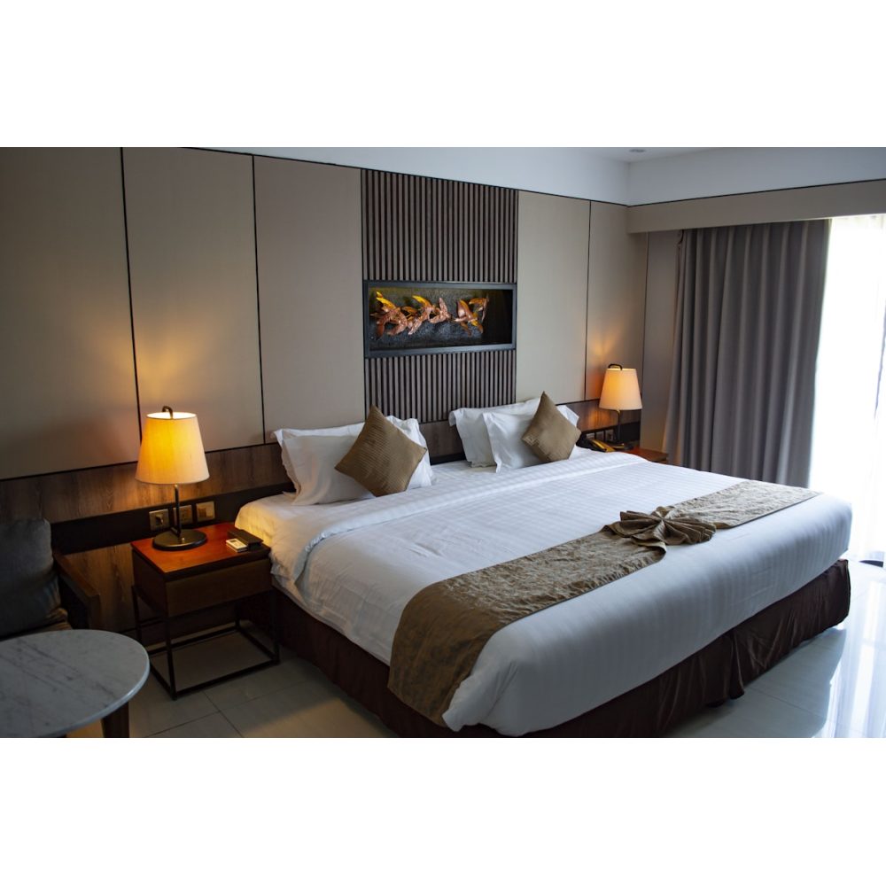 Hotel twin room with matching furniture