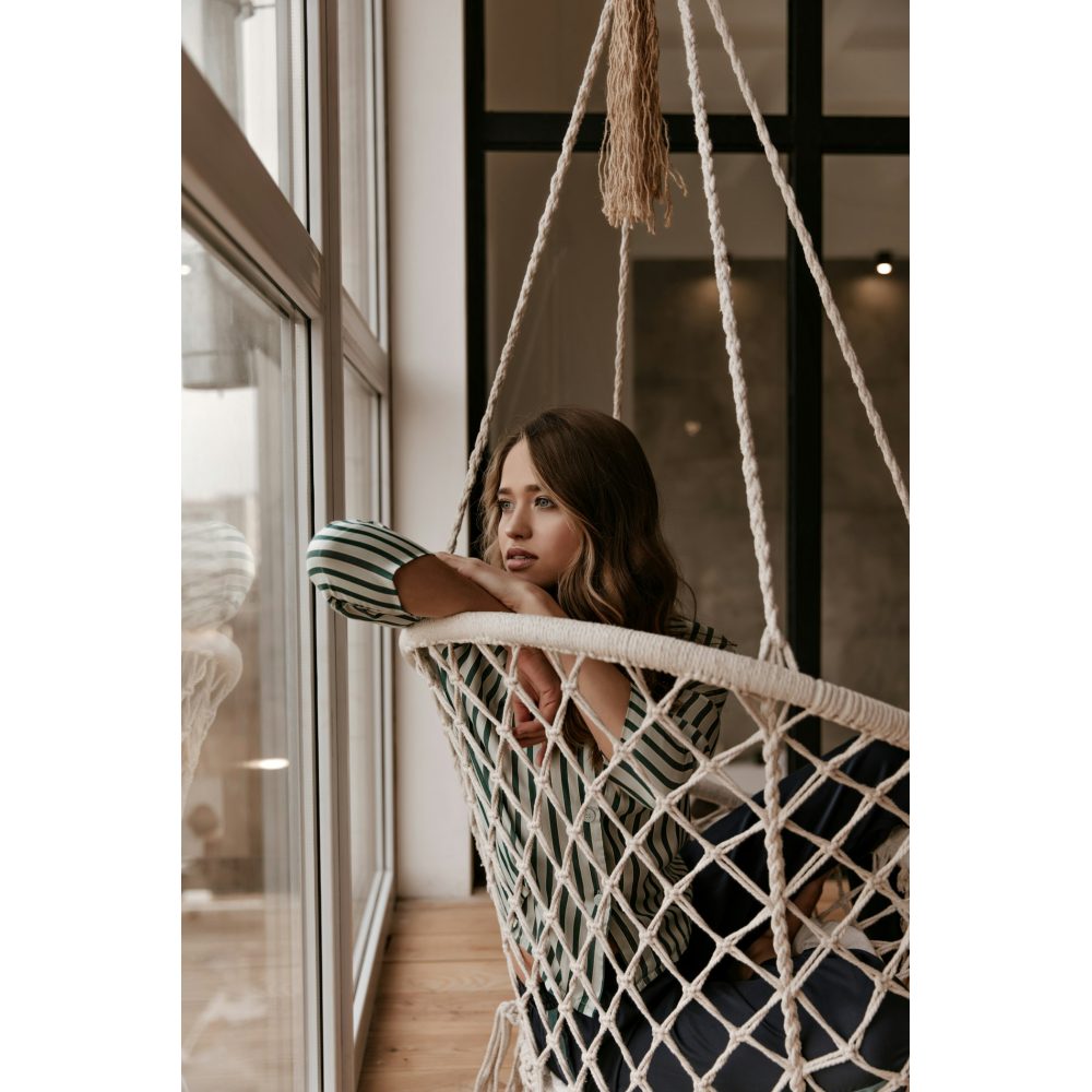 Hanging wicker egg chair