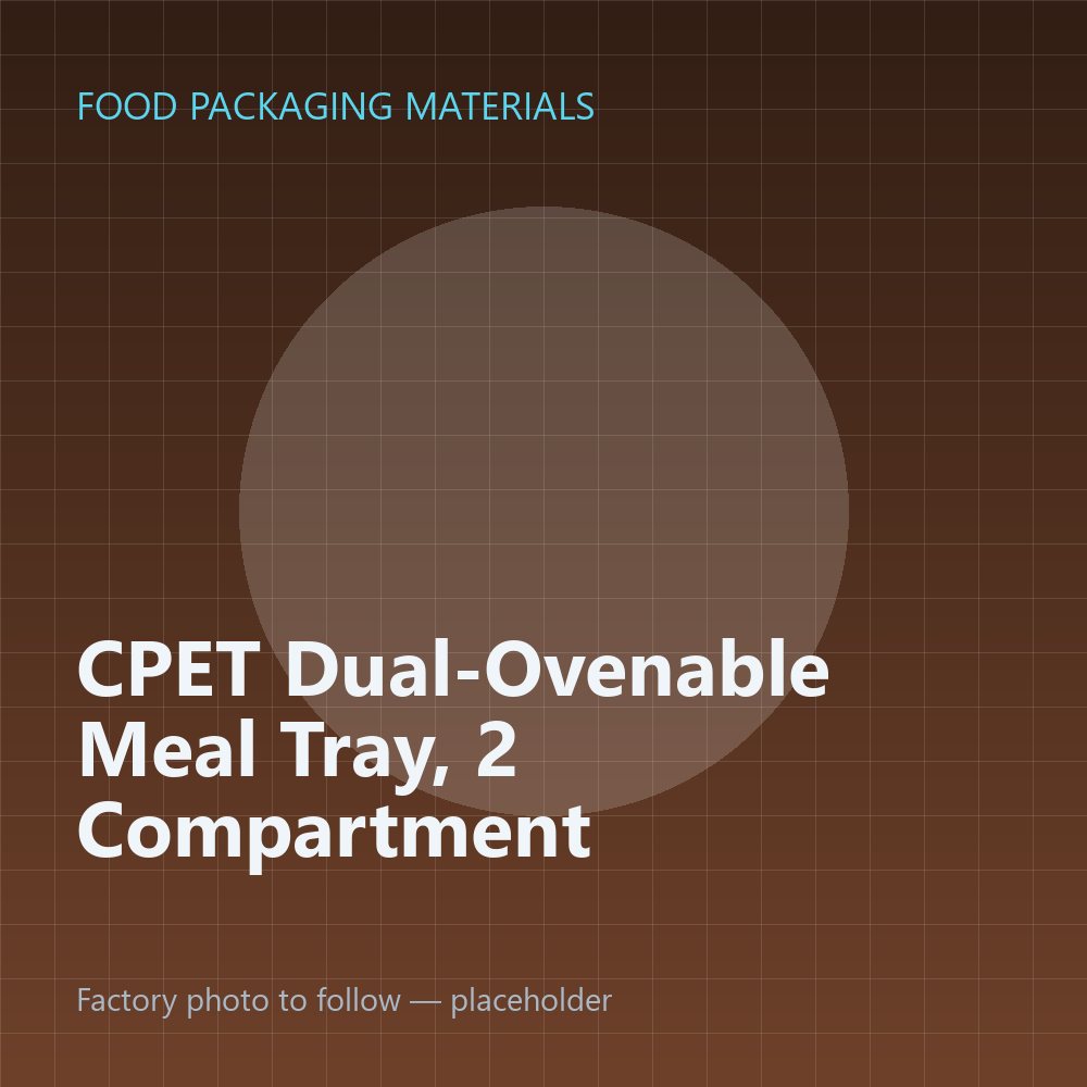 CPET Dual-Ovenable Meal Tray, 2 Compartment — placeholder image