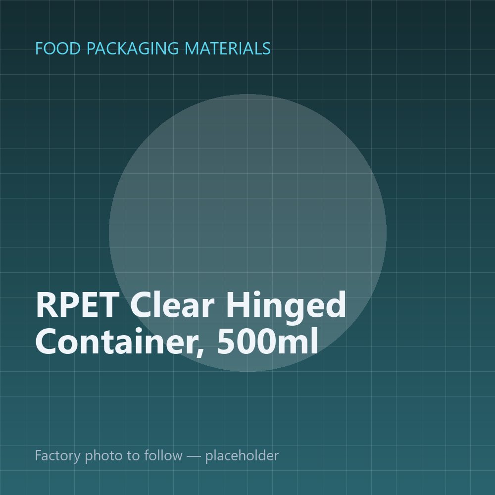 RPET Clear Hinged Container, 500ml — placeholder image
