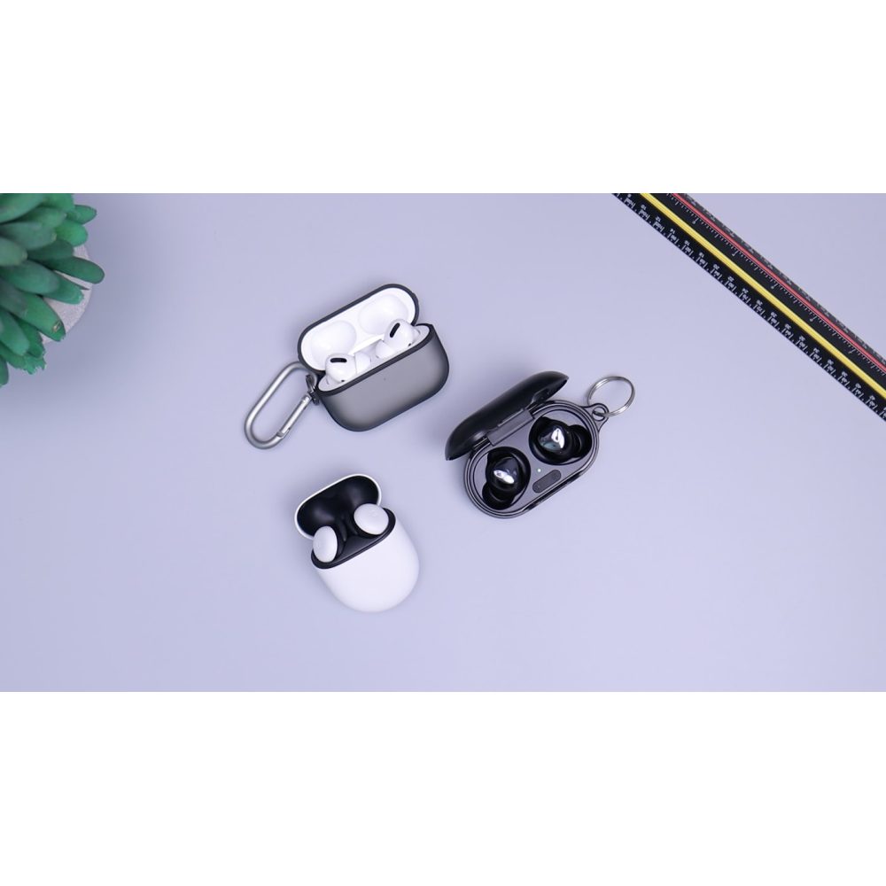True wireless earbuds with charging case